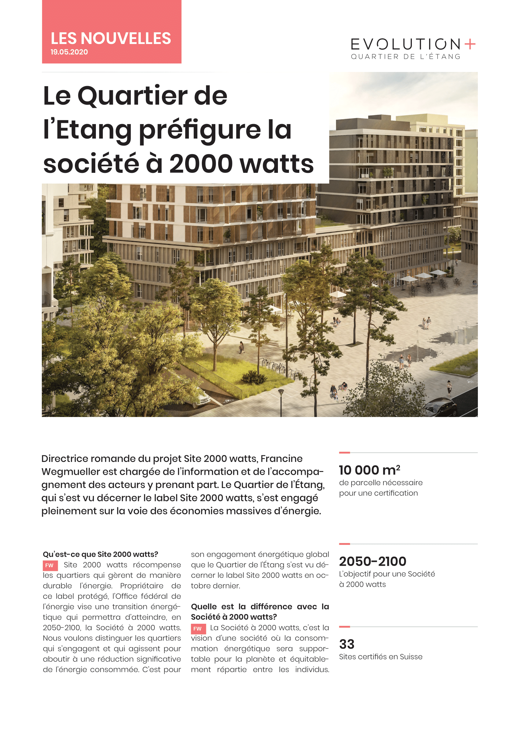 Le Quartier de l'Etang préfigure la société à 2000 watts - Page 1